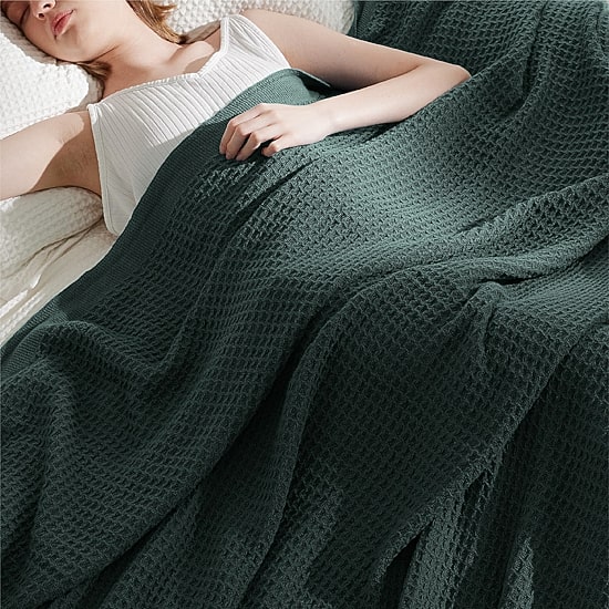 Bedsure® Cotton Solid-Waffle Midweight Blanket