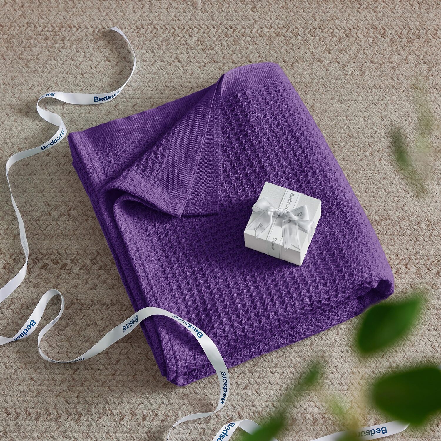 Bedsure® Cotton Solid-Waffle Midweight Blanket