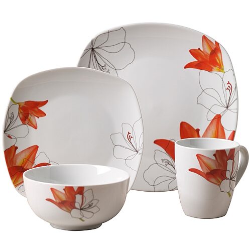 Tabletops Gallery Lily 16-pc. Ceramic Dinnerware Set, One Size, Multiple Colors