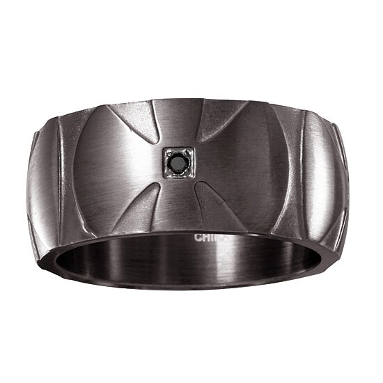 Mens 10MM Diamond Accent Natural Black Diamond Stainless Steel Cross Wedding Band