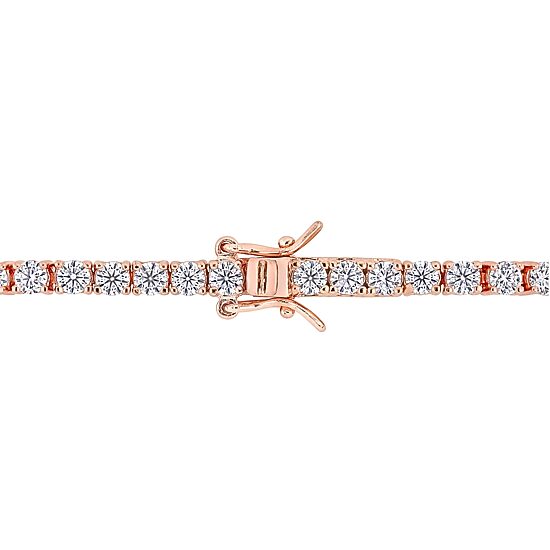 Womens 5 CT. T.W. Lab Created White Moissanite 18K Rose Gold Over Silver Tennis Bracelet