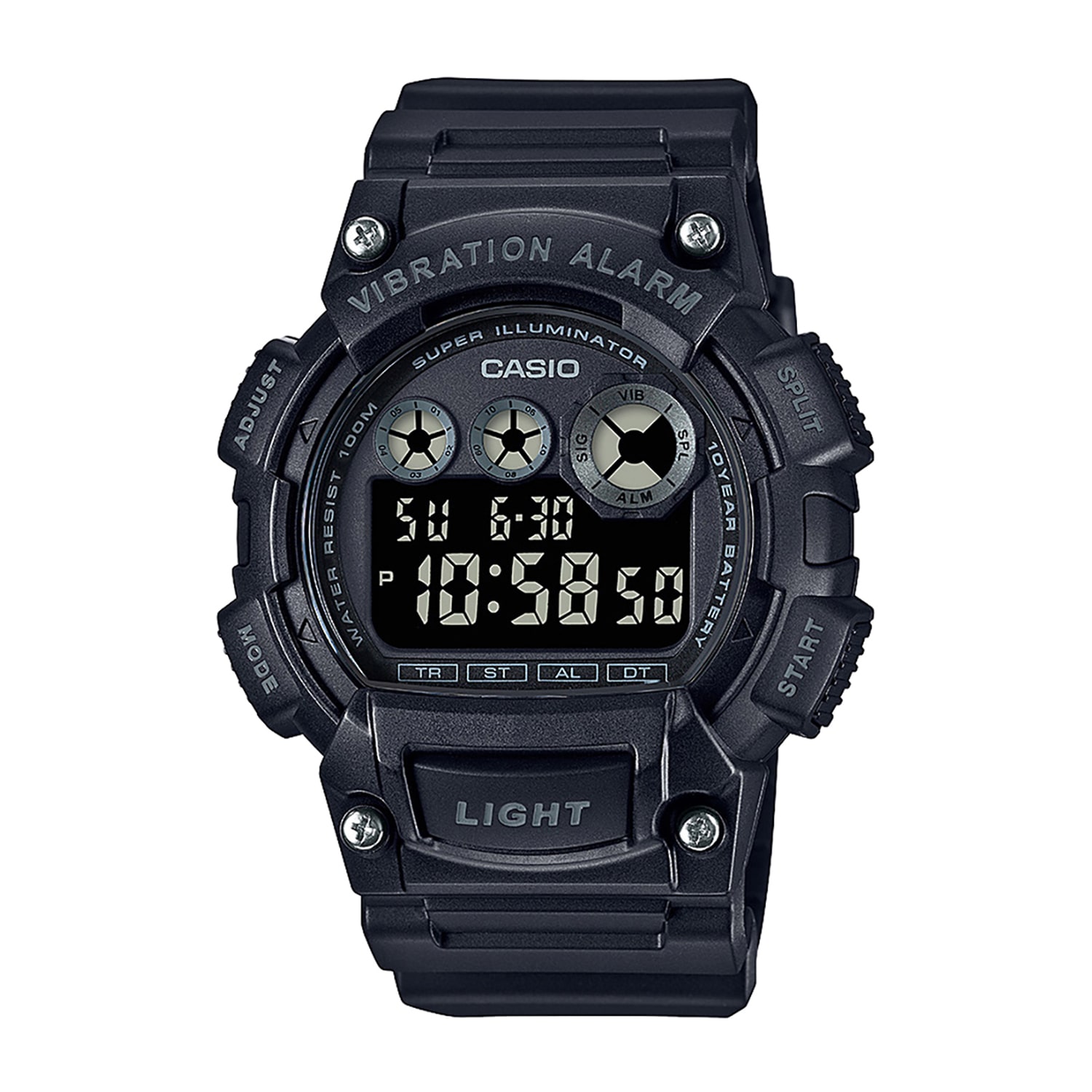 Casio Mens Digital Black Strap Watch W735h-1bv