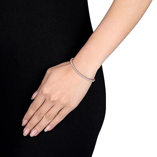 Womens 5 CT. T.W. Lab Created White Moissanite 18K Rose Gold Over Silver Tennis Bracelet