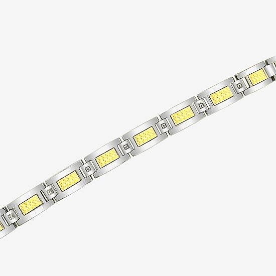 Mens Stainless Steel Round 8 1/2 Inch Link Bracelet