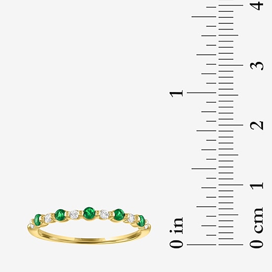 Modern Bride Lab-Created Gemstone and 1/10 CT.T.W. Lab-Grown Diamond 2MM Wedding Band in 10K Gold