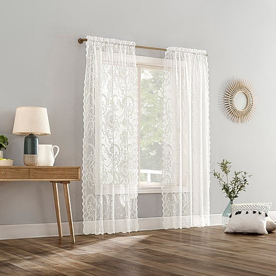 No 918 Nina Lace Rod Pocket Sheer Set of 2 Curtain Panel