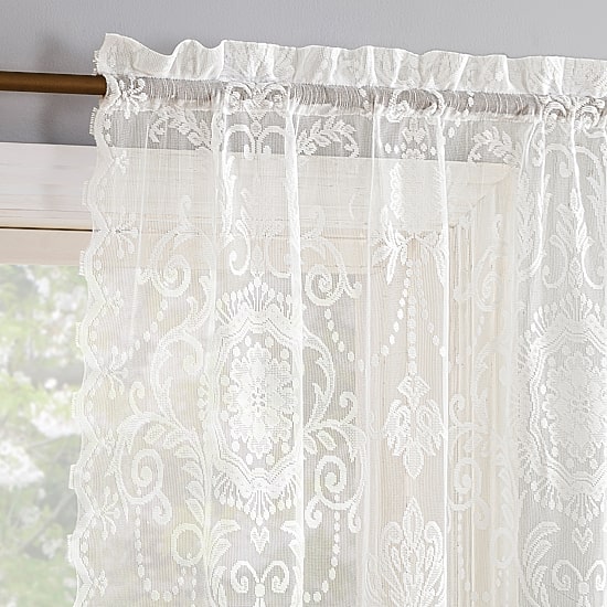 No 918 Nina Lace Rod Pocket Sheer Set of 2 Curtain Panel