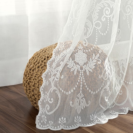 No 918 Nina Lace Rod Pocket Sheer Set of 2 Curtain Panel