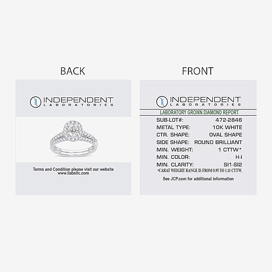 Signature By Modern Bride 1 CT.T.W. (H-I / SI1-SI2) Lab-Grown Diamond Oval Halo Bridal Set in 10K or 14K Gold