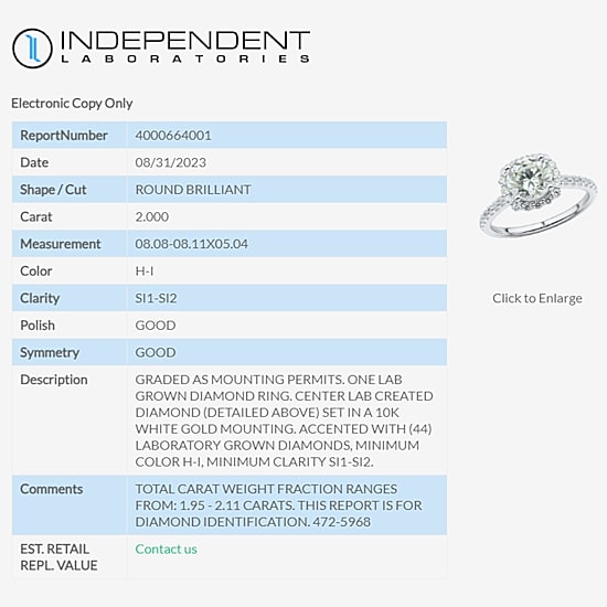 (H-I / Si1-Si2) Womens 2 CT. T.W. Lab Grown White Diamond 10K Gold Round Side Stone Halo Engagement Ring