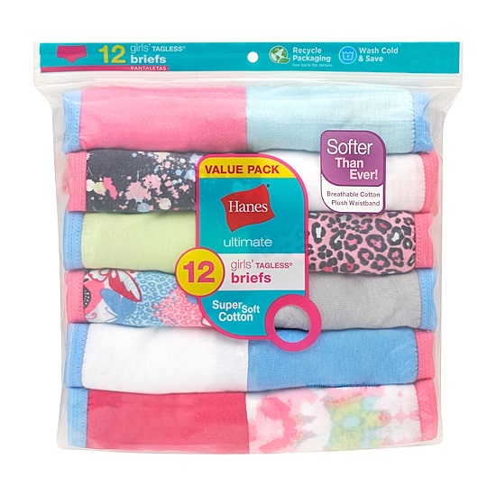 Hanes Little & Big Kid Girls 12 Pack Briefs Gubr12