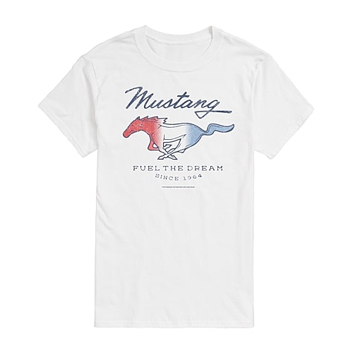Mens Short Sleeve Mustang Graphic T-Shirt, Medium, White