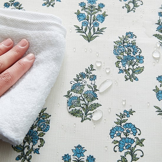 Threadmade Tropez Block Print Stain & Water Resistant Indoor/Outdoor Tablecloth