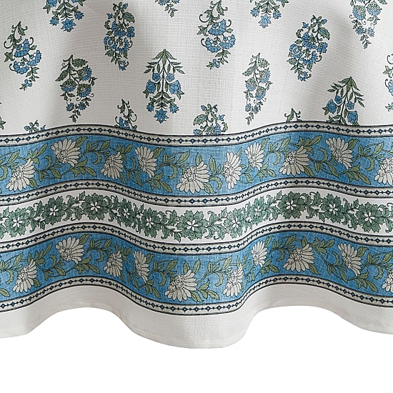 Threadmade Tropez Block Print Stain & Water Resistant Indoor/Outdoor Tablecloth