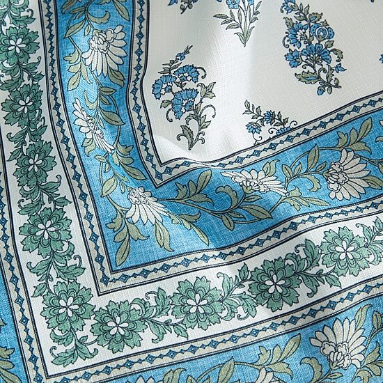 Threadmade Tropez Block Print Stain & Water Resistant Indoor/Outdoor Tablecloth