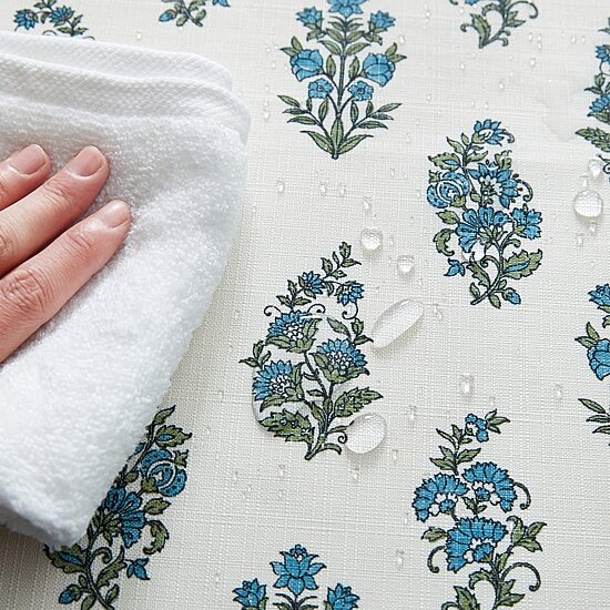 Threadmade Tropez Block Print Stain & Water Resistant Indoor/Outdoor Tablecloth