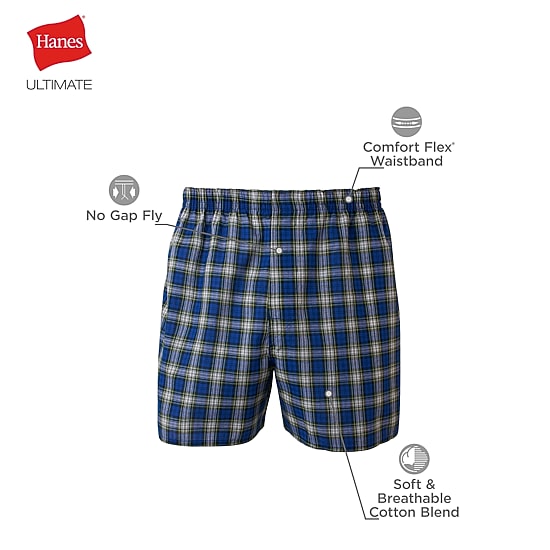 Hanes® Ultimate Big & Tall Men’s Underwear 3-Pack Woven Boxers Underwear 745cx3