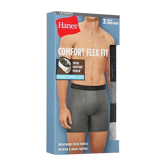Hanes® Ultimate Men's Underwear 3-Pack Comfort Flex Fit® Boxer Briefs Underwear with Total Support Pouch™ Ufsbq3