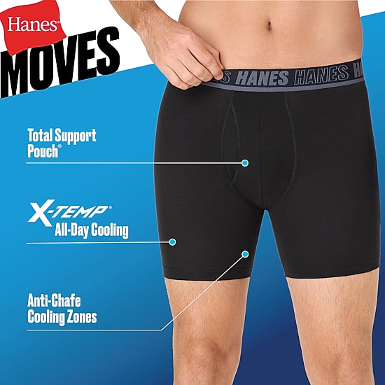 Hanes® Men's Ultimate 3-Pack Moves X-TEMP® Cotton Stretch Boxer Brief Underwear with Total Support Pouch™ Um6ba3