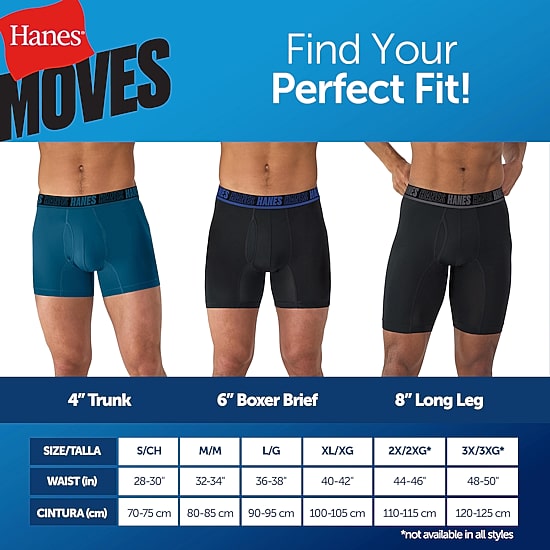 Hanes® Ultimate Men's Underwear 3-Pack Moves X-TEMP® Cotton Stretch Boxer Briefs Underwear Um5bb3