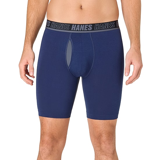 Hanes® Ultimate Men's Underwear 3-Pack Moves X-TEMP® Cotton Stretch Long Leg Boxer Briefs Underwear with Total Support Pouch™ Um6lb3