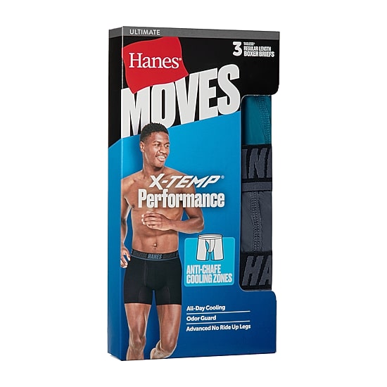 Hanes® Ultimate Men's Underwear 3-Pack Moves X-TEMP® Performance Boxer Briefs Underwear Um2be3