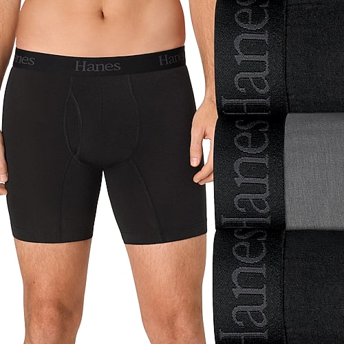 Hanes Ultimate Men's Underwear 3-pack Comfort Flex Fit Boxer Brief Underwear Ucfba3 In Black