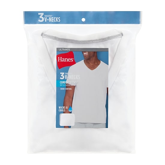 Hanes® Ultimate Men's 3-Pack ComfortBlend® V-Neck T-Shirt Undershirts