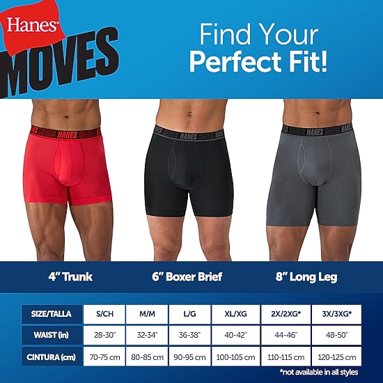 Hanes® Men's Ultimate 3-Pack Moves X-TEMP® Performance Regular Leg Boxer Briefs Underwear with Total Support Pouch™ Umsbh3