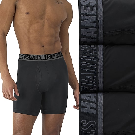 Hanes® Men's Ultimate 3-Pack Moves X-TEMP® Performance Regular Leg Boxer Briefs Underwear with Total Support Pouch™ Umsbh3