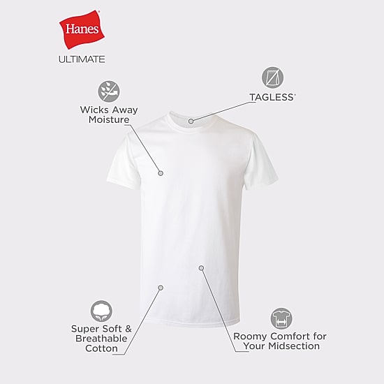 Hanes® Men's Big & Tall Ultimate 3-Pack ComfortSoft® Crewneck T-Shirts Undershirts 787BM3