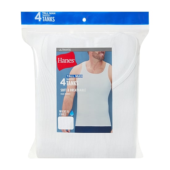 Hanes® Ultimate Big & Tall Men’s 4-Pack ComfortSoft® Tall Man Tank Undershirts