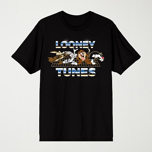 Novelty Mens Crew Neck Short Sleeve Relaxed Fit Looney Tunes Graphic T-Shirt, X-large, Black