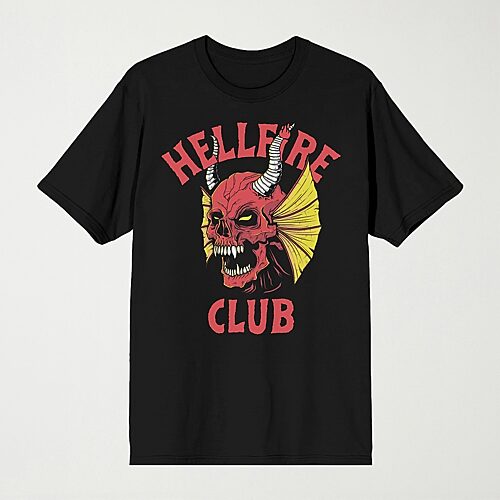 Novelty Mens Crew Neck Short Sleeve Relaxed Fit Stranger Things Graphic T-Shirt, X-small, Black