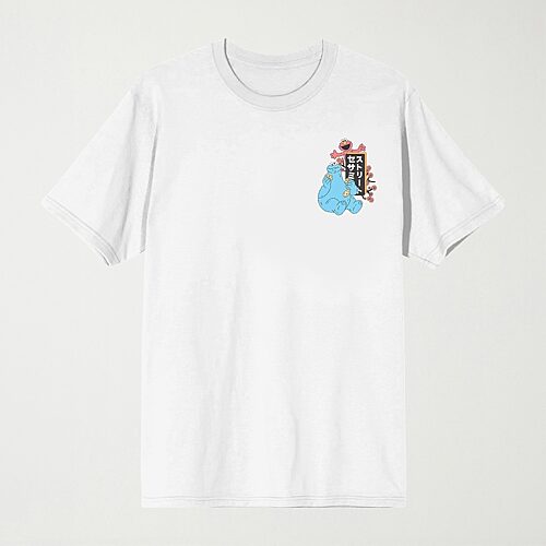 Novelty Mens Crew Neck Short Sleeve Relaxed Fit Sesame Street Graphic T-Shirt, X-large, White