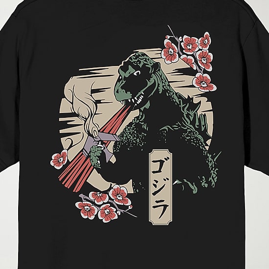 Novelty Mens Crew Neck Short Sleeve Relaxed Fit Godzilla Graphic T-Shirt
