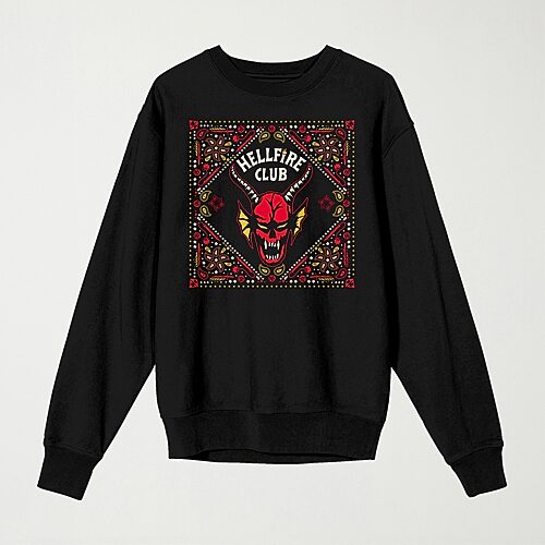 Men's Stranger Things Hellfire Club Logo Crew Neck Sweatshirt in Black - Size Large