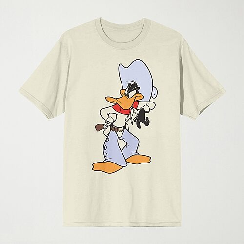 Novelty Mens Crew Neck Short Sleeve Relaxed Fit Looney Tunes Graphic T-Shirt, Medium, Beige