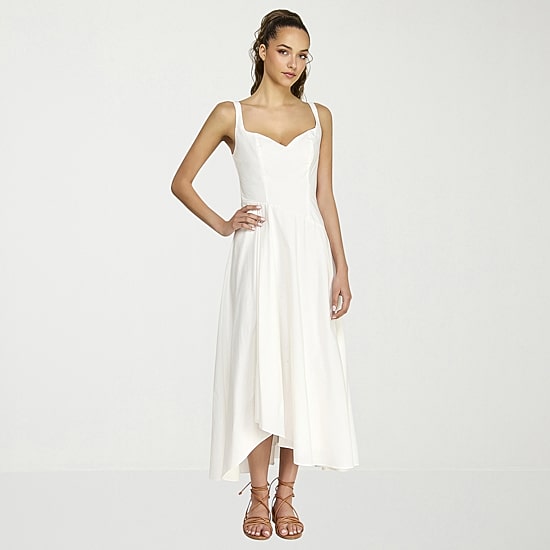 belle vie Womens Midi V Neck Sleeveless Fit + Flare Dress