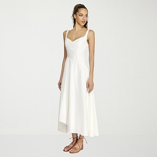 belle vie Womens Midi V Neck Sleeveless Fit + Flare Dress