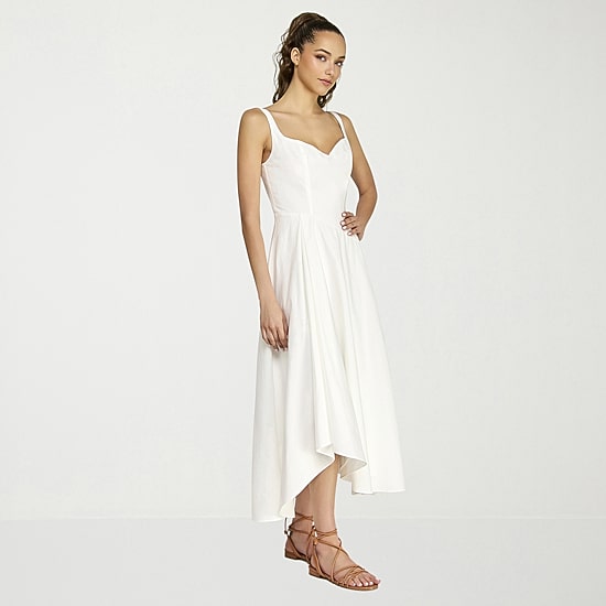 belle vie Womens Midi V Neck Sleeveless Fit + Flare Dress