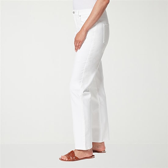 Gloria Vanderbilt Amanda Womens Misses Long High Rise Stretch Fabric Tapered Leg Jean