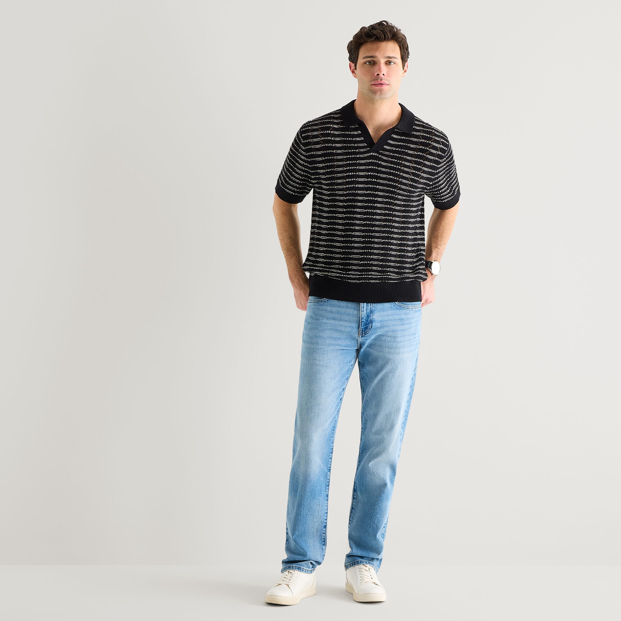 mutual weave Mens Short Sleeve Polo Sweater