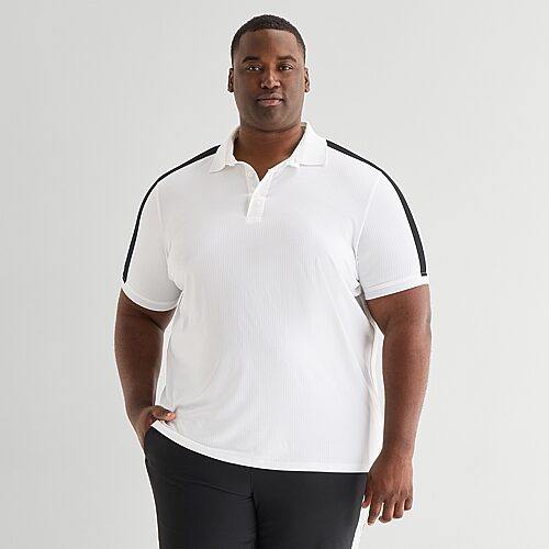 Shaquille O'Neal XLG Elevated Athletic Mens Short Sleeve Polo Shirt, 4x-large Tall, White