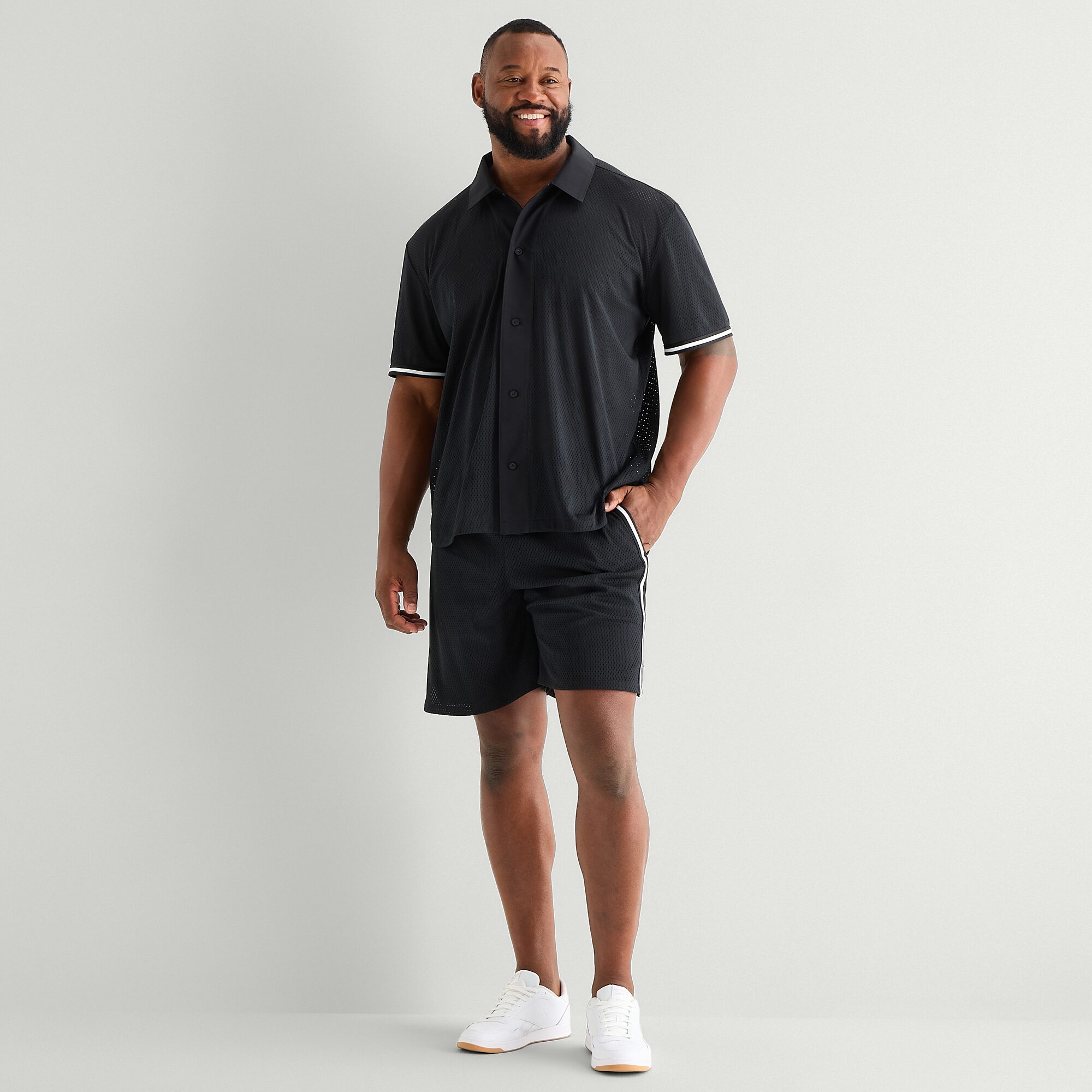 Shaquille O'Neal XLG™ Active Taped Mens 8" Mid Rise Big and Tall Moisture Wicking Workout Shorts