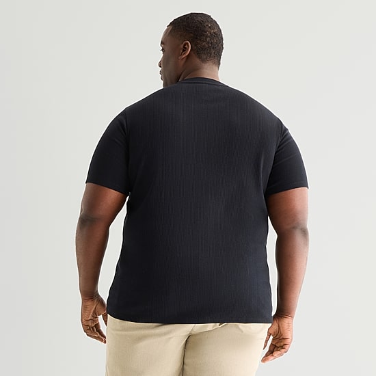 Shaquille O'Neal XLG™ Ribbed Dropneedle Mens V Neck Short Sleeve Big and Tall T-Shirt