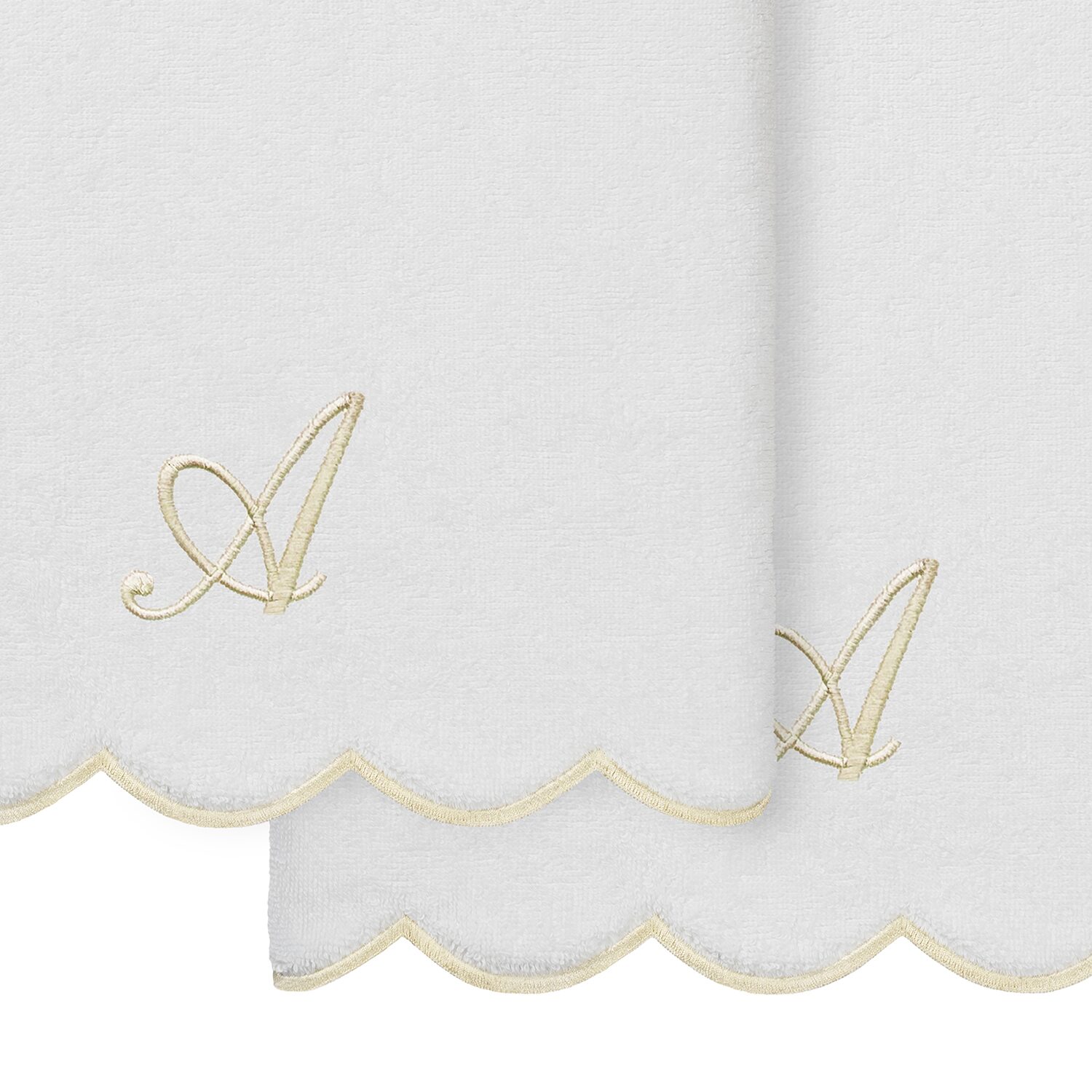 Linum Home Textiles Adornia Beige Scallop Personalized 2-pc. Quick Dry Bath Towel Set