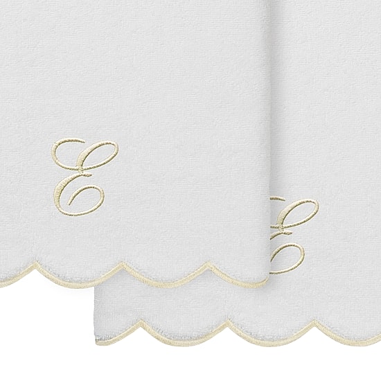 Linum Home Textiles Adornia Beige Scallop Personalized 2-pc. Quick Dry Bath Towel Set