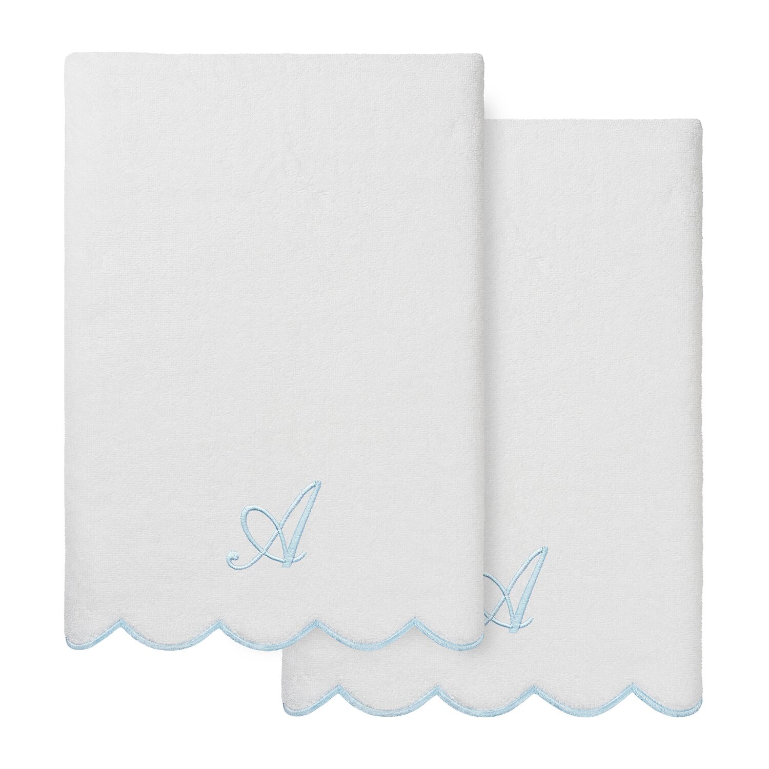 Linum Home Textiles Adornia Scallop Personalized -pc. Quick Dry Bath Towel Set