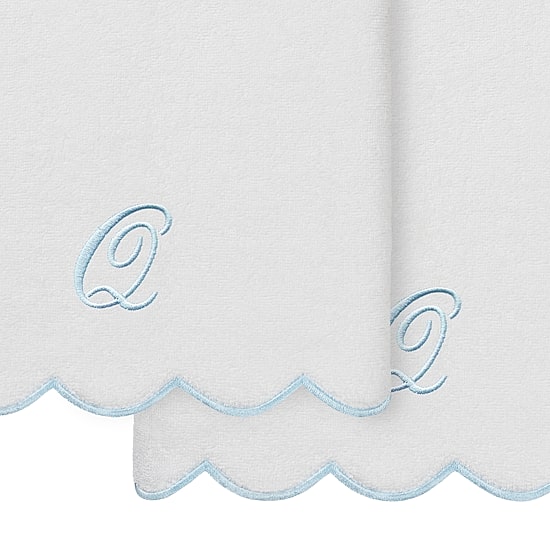 Linum Home Textiles Adornia Blue Scallop Personalized 2-pc. Quick Dry Bath Towel Set